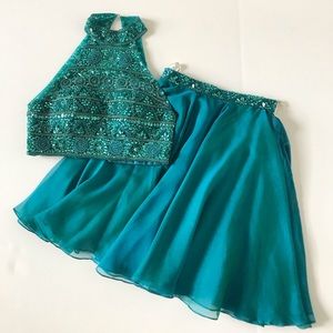 COPY - Teal Sherri Hill Beaded 2-Pc Cocktail Form…